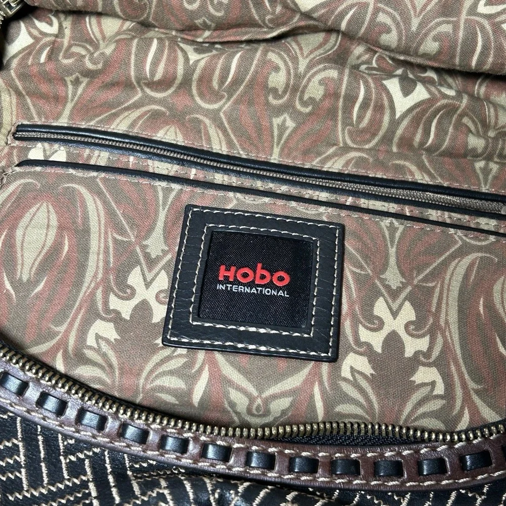 HOBO‎ International Black Leather Messenger Shoulder Bag Purse Slouchy Flip